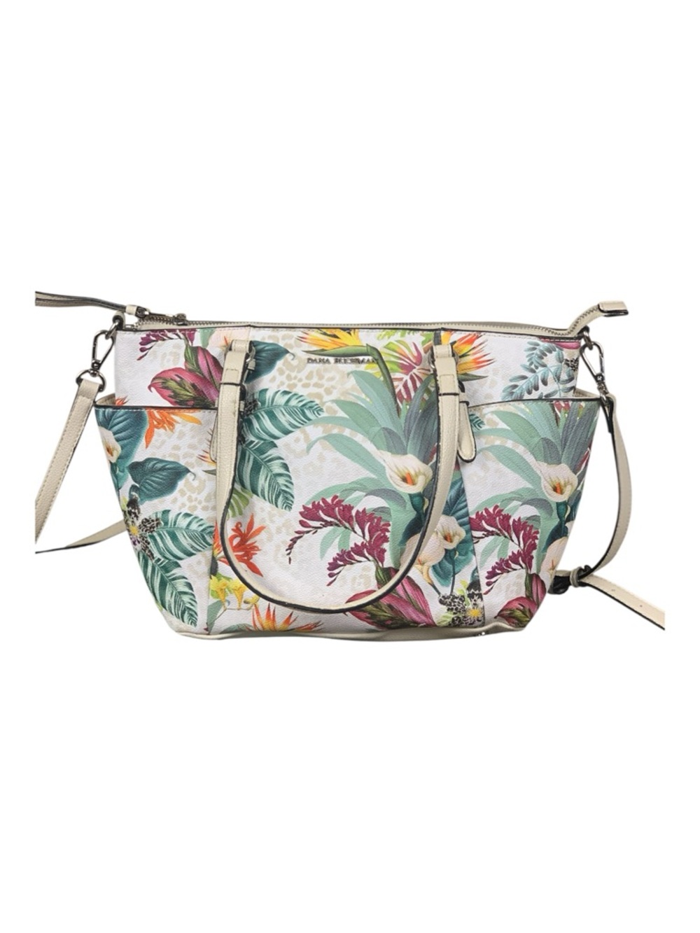 Dana Buchman Large Tropical Paradise Floral Print Spring Summer Tote Bag Purse